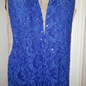 Royal Blue Sequin Lace Formal Dress